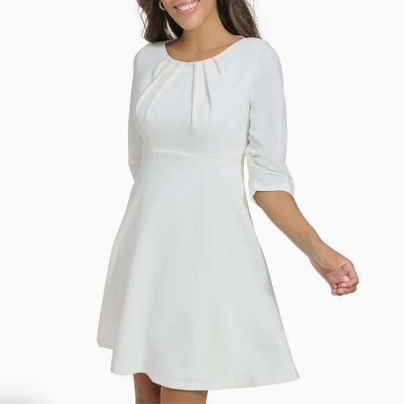 NWT CALVIN KLEIN A-Line Pleated Sleeve Crepe Dress 3/4 Sleeve Pink Size 16 - Picture 11 of 11